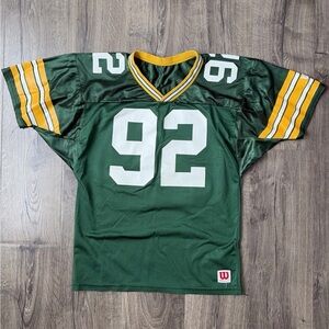 Vintage Wilson NFL Green Bay Packer Reggie White Green Jersey Men's Large
